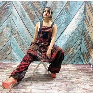 Handmade Baggy Hippy Patchwork Overall Jumpsuit